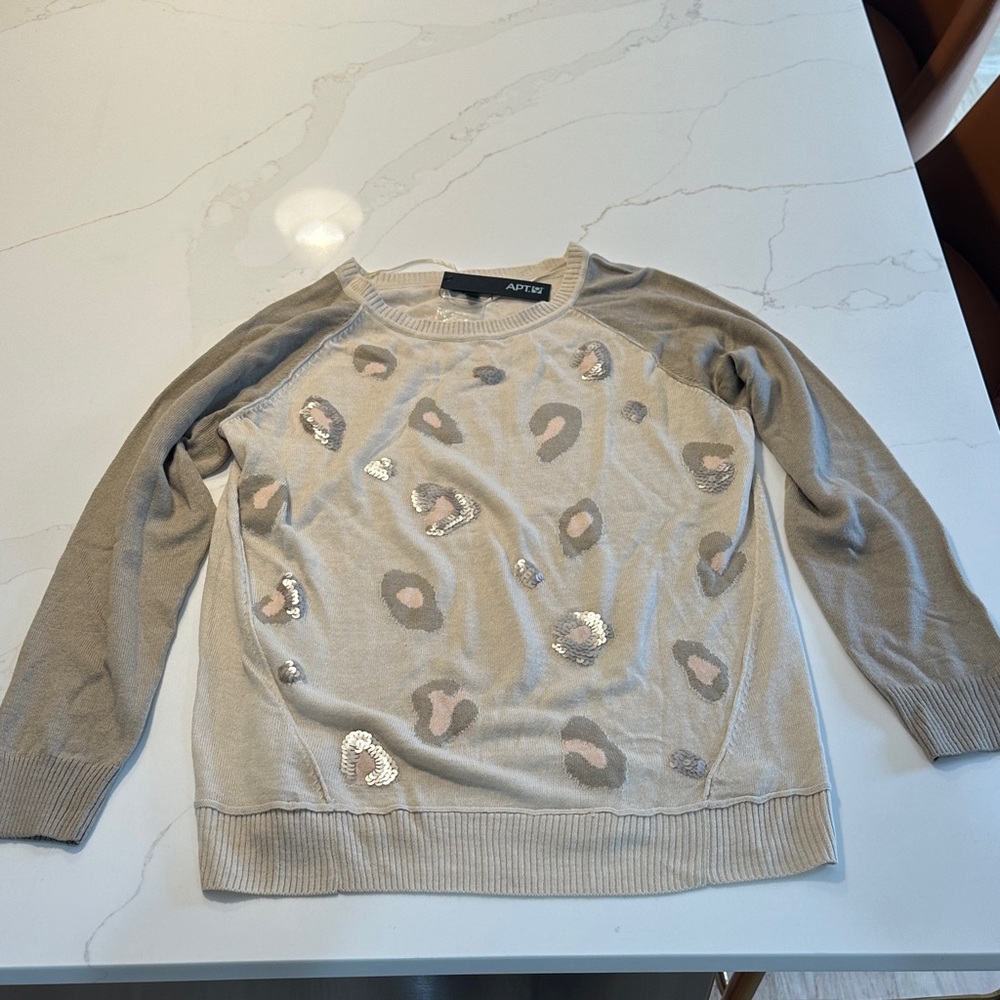 Apt. 9 Women's Beige Sweater with Sequin Details